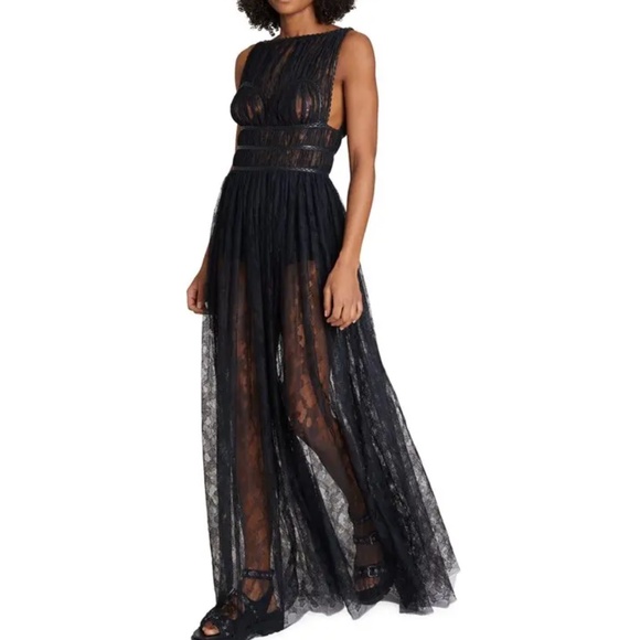 Alaia Dresses & Skirts - ALAÏA  Lace Bustier Gown W/ Braided Leather Trim